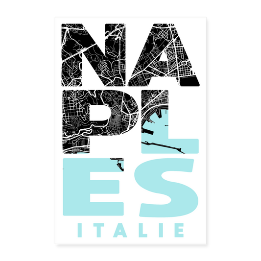 Poster Naples - Plan Naples - 40 x 60 cm - blanc