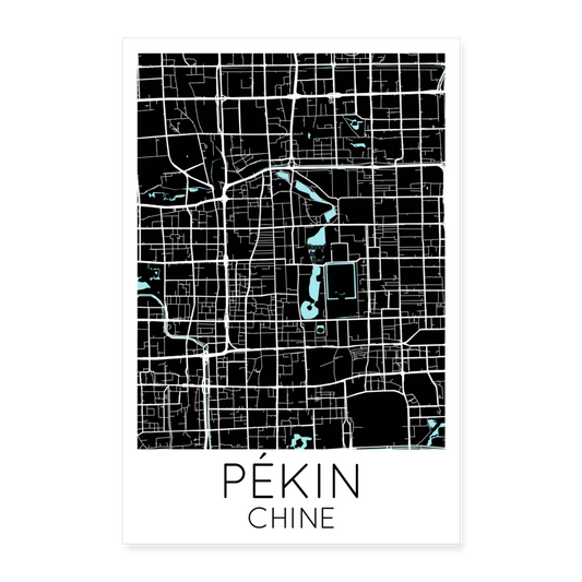 Poster Pékin - Plan Pékin - 60 x 90 cm - blanc