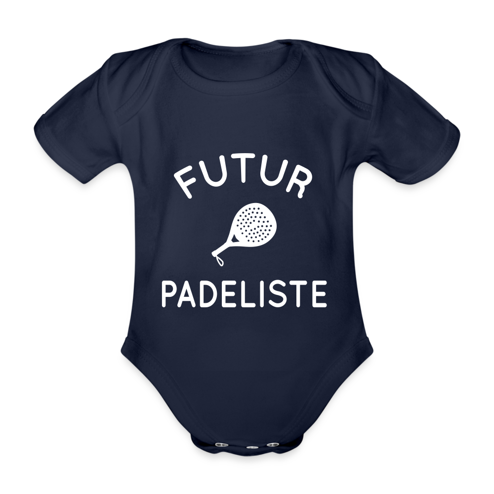 Body Bébé bio manches courtes - Futur padeliste - marine foncé