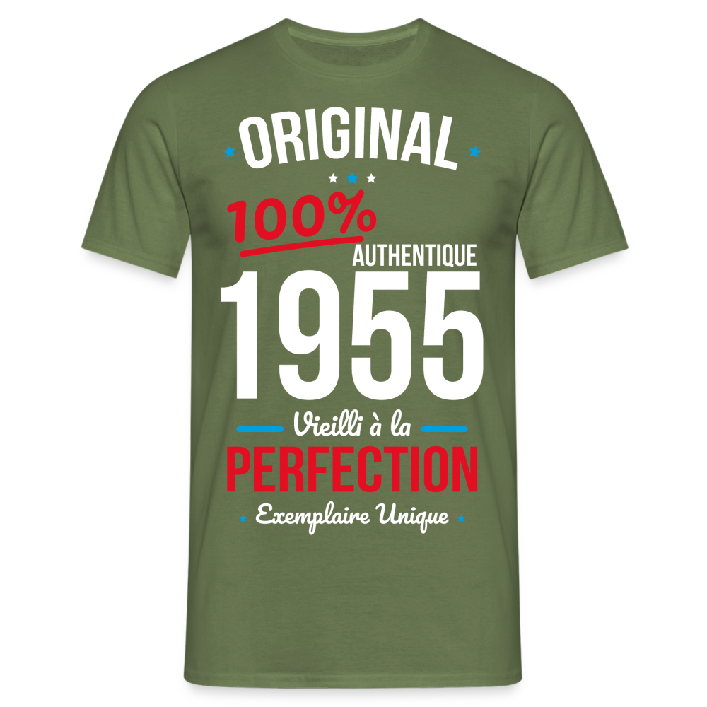 T-shirt Homme - Anniversaire 70 Ans - Original 1955 - vert militaire