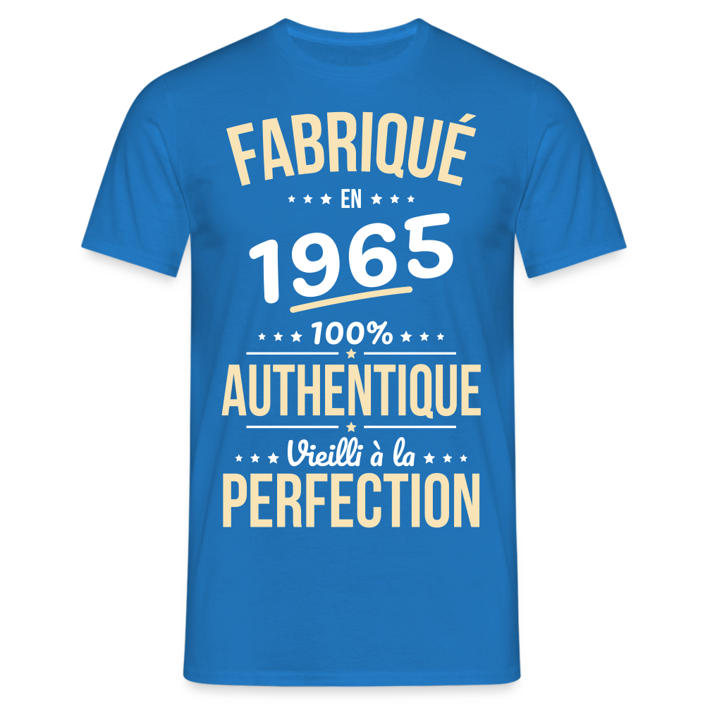 T-shirt Homme - Anniversaire 60 Ans - Fabriqué en 1965 - bleu royal