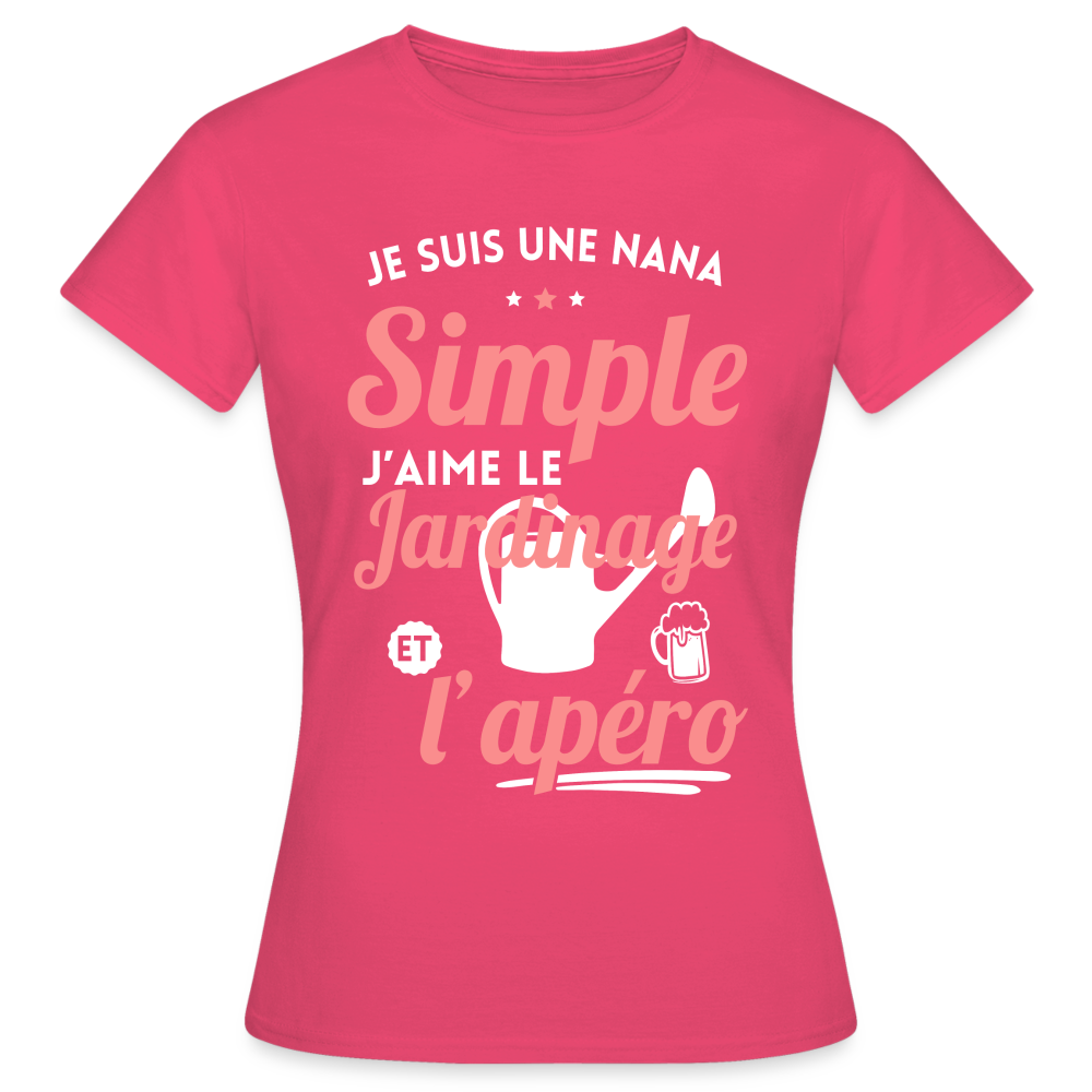 T-shirt Femme - J'aime le jardinage et l'apéro - rose azalée