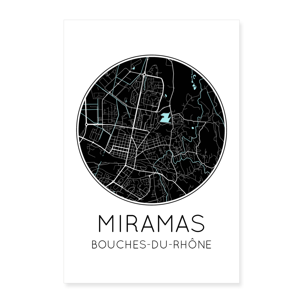 Poster Miramas - Plan Miramas - 60 x 90 cm - blanc