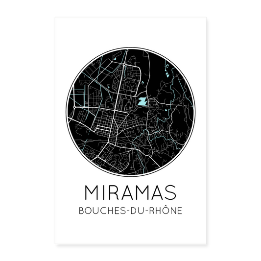 Poster Miramas - Plan Miramas - 60 x 90 cm - blanc