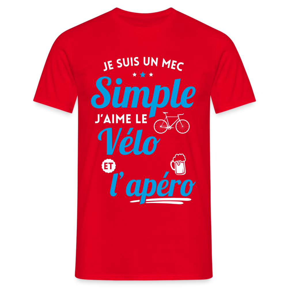 T-shirt Homme -  J'aime le vélo et l'apéro - rouge