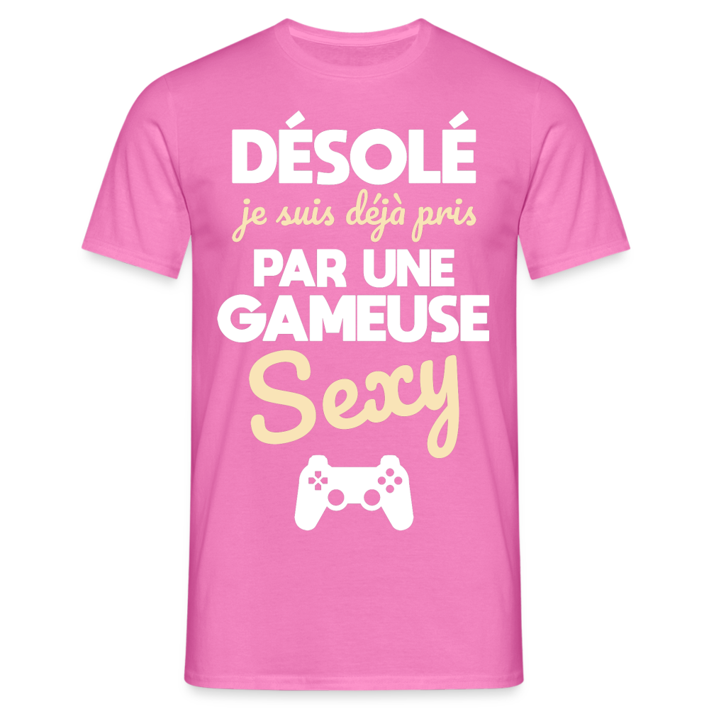 T-shirt Homme - Je suis pris par une gameuse sexy - rose