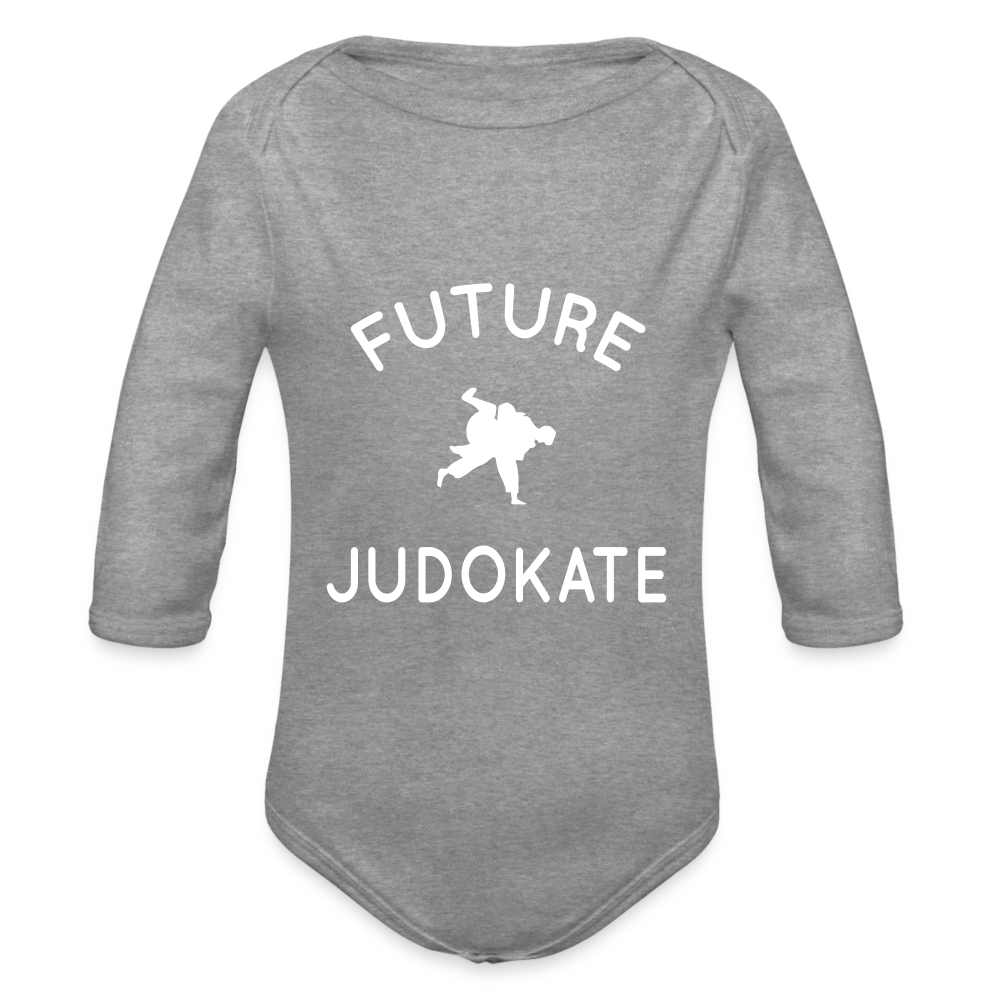 Body Bébé bio manches longues - Future judokate - gris chiné