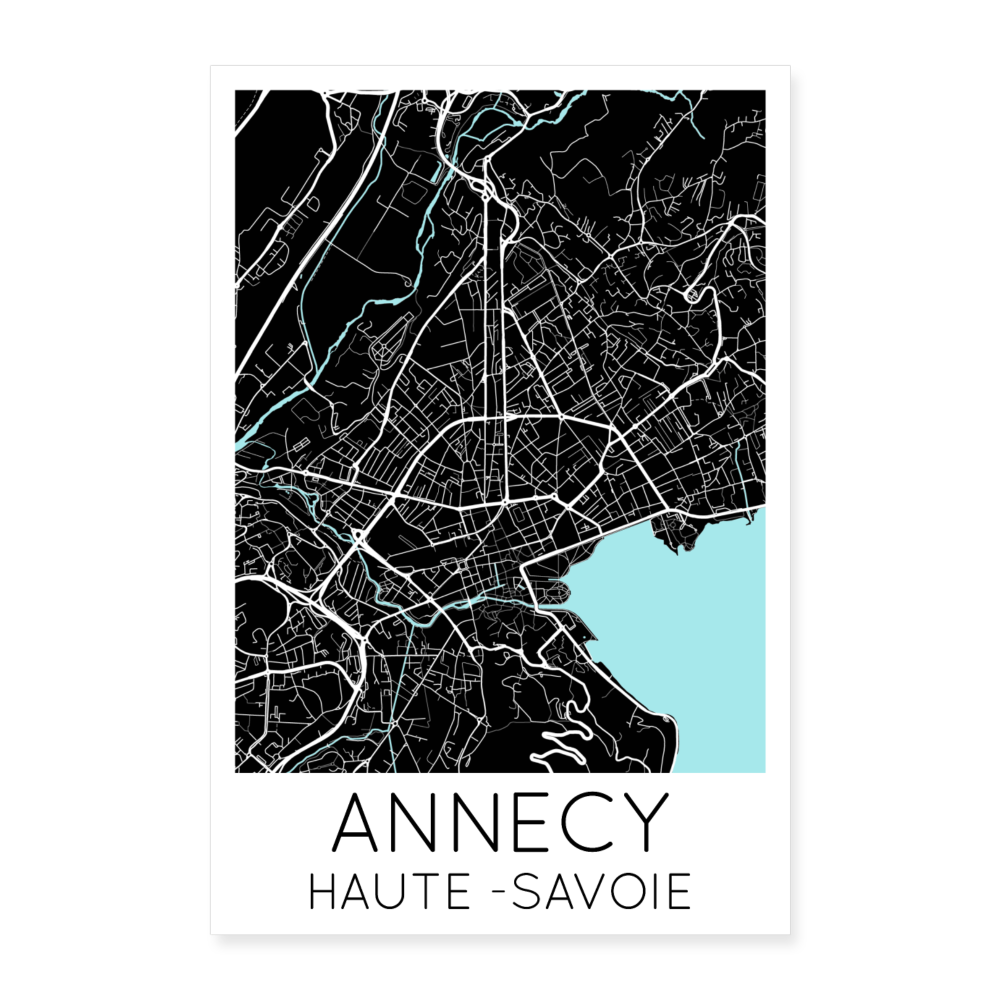 Poster Annecy - Plan Annecy - 40 x 60 cm - blanc