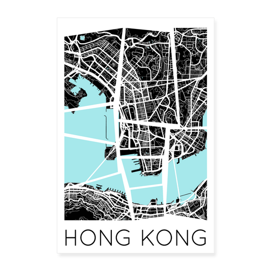 Poster Hong Kong - Plan Hong Kong - 40 x 60 cm - blanc