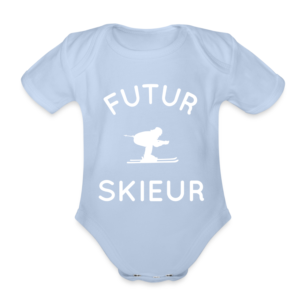 Body Bébé bio manches courtes - Futur skieur - ciel