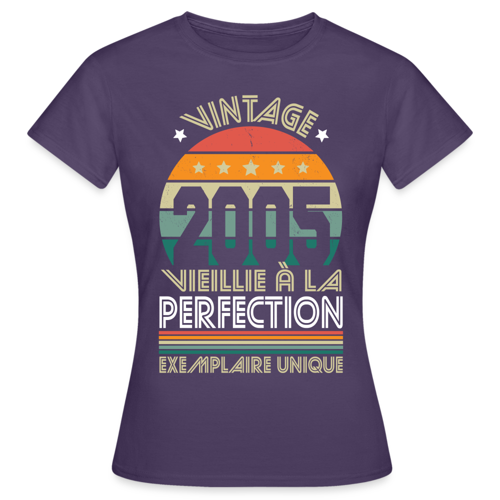 T-shirt Femme - Anniversaire 20 Ans - Vintage 2005 - violet foncé