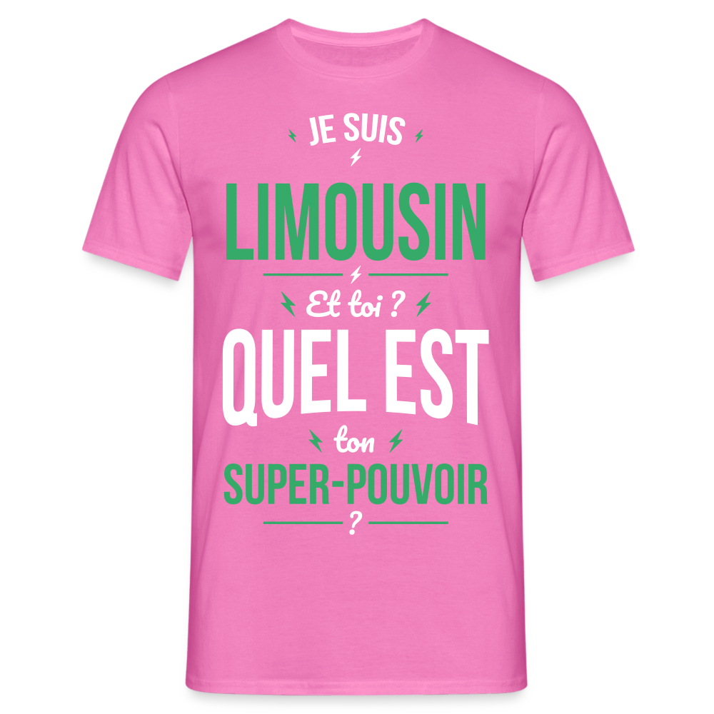 T-shirt Homme - Je suis Limousin - Super-pouvoir - rose