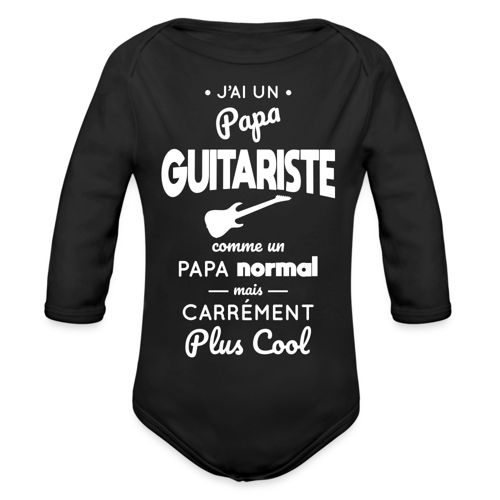 Body Bébé bio manches longues - J'ai un papa guitariste - noir