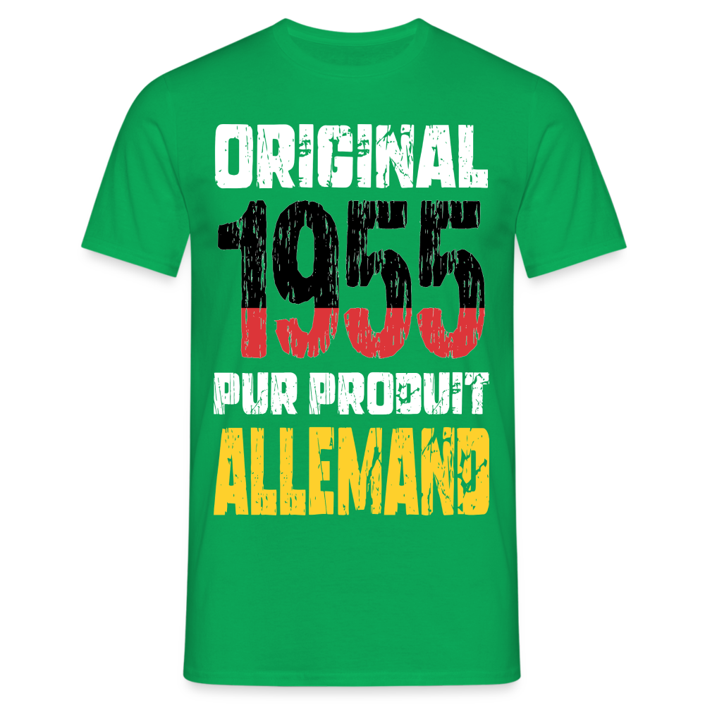 T-shirt Homme - Anniversaire 70 Ans - Original 1955 - Pur produit Allemand - vert