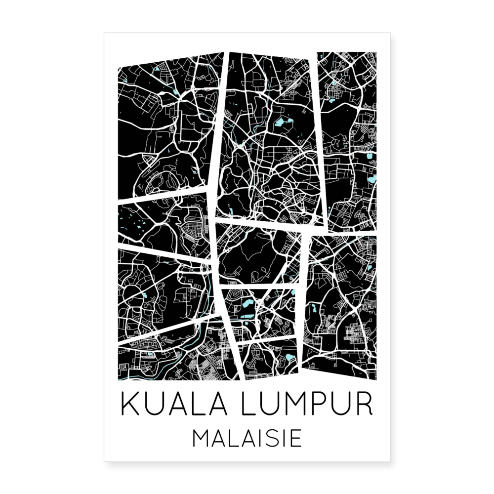 Poster Kuala Lumpur - Plan Kuala Lumpur - 60 x 90 cm - blanc