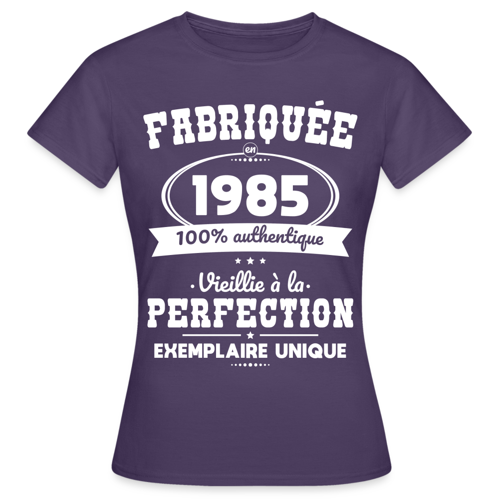 T-shirt Femme - Anniversaire 40 Ans - Fabriquée en 1985 - violet foncé