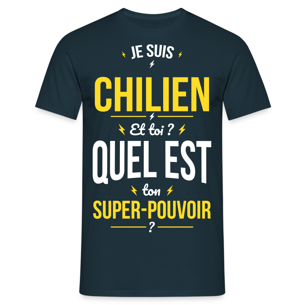 T-shirt Homme - Je suis Chilien - Super-pouvoir - marine