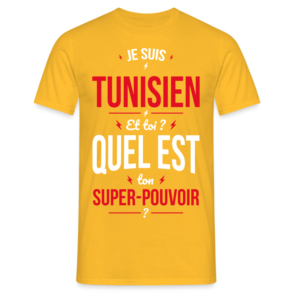 T-shirt Homme - Je suis Tunisien - Super-pouvoir - jaune