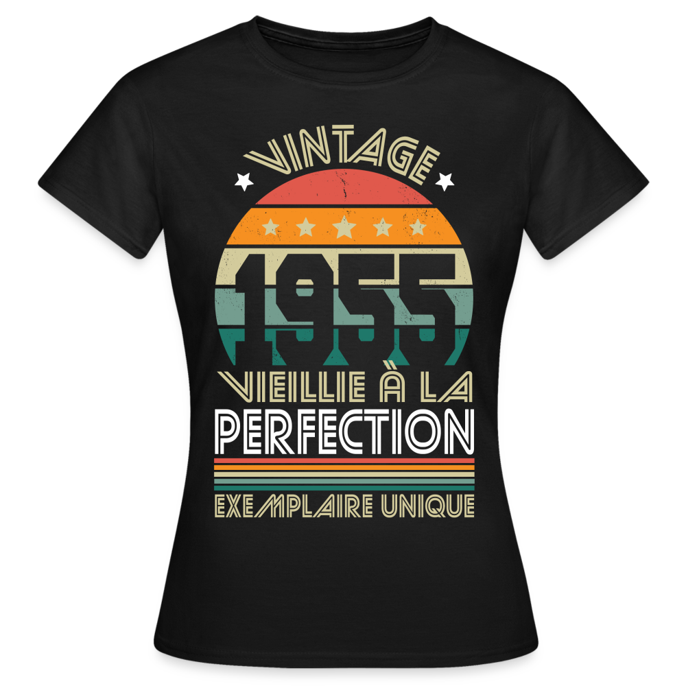 T-shirt Femme - Anniversaire 70 Ans - Vintage 1955 - noir