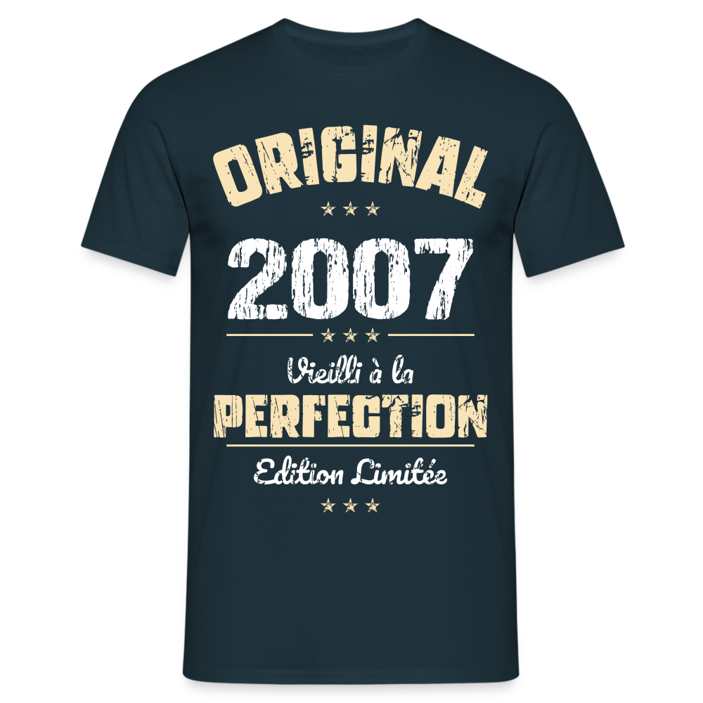 T-shirt Homme - Anniversaire 18 Ans - Original 2007 - marine