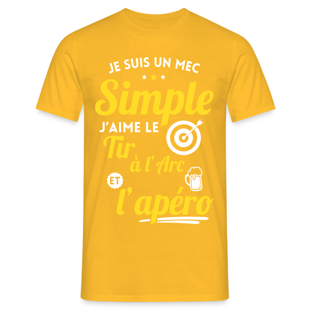 T-shirt Homme - J'aime le tir à l'arc et l'apéro - jaune