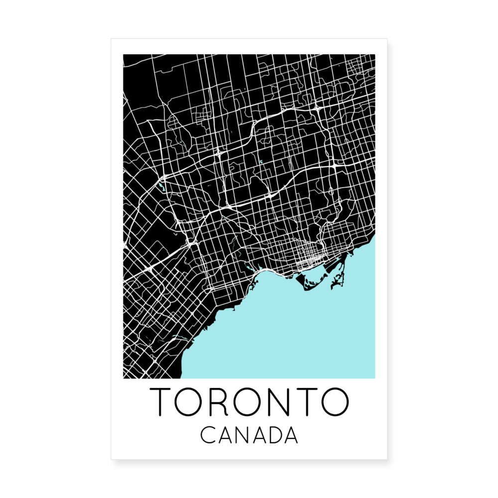 Poster Toronto - Plan Toronto - 20 x 30 cm - blanc