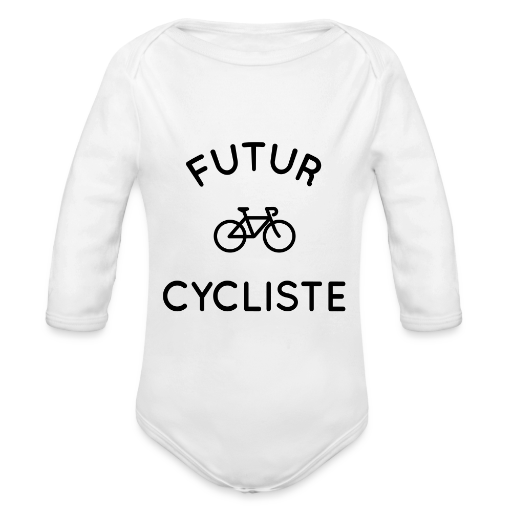 Body Bébé bio manches longues - Futur cycliste - blanc