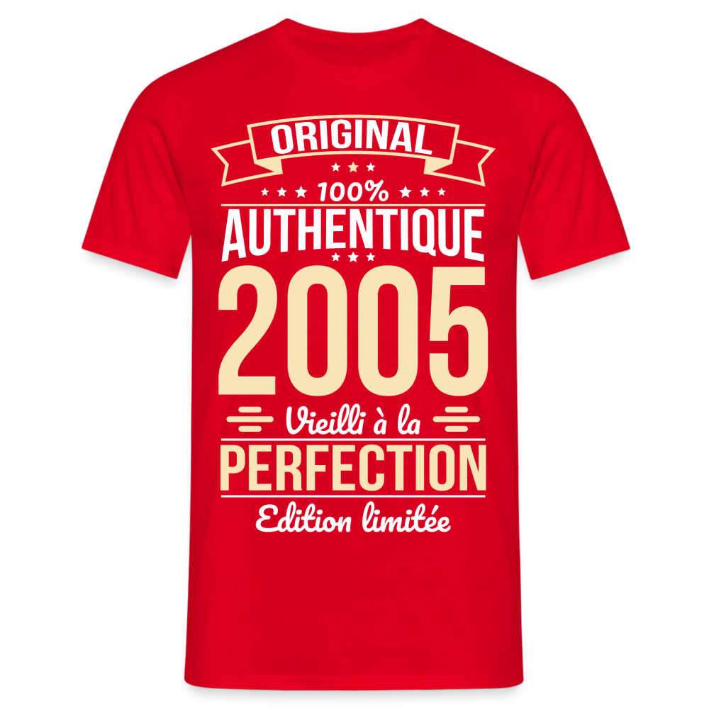 T-shirt Homme - Anniversaire 20 Ans - Original 2005 - rouge