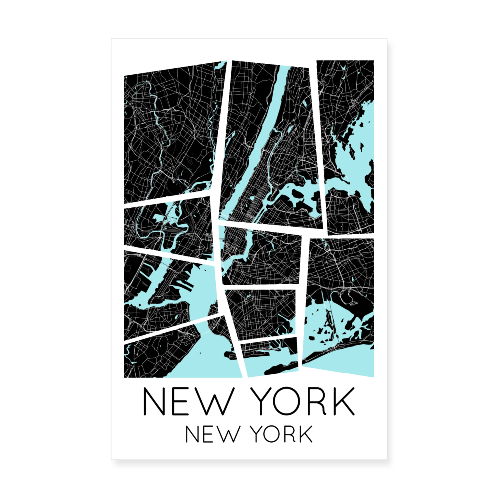 Poster New York - Plan New York - 20 x 30 cm - blanc