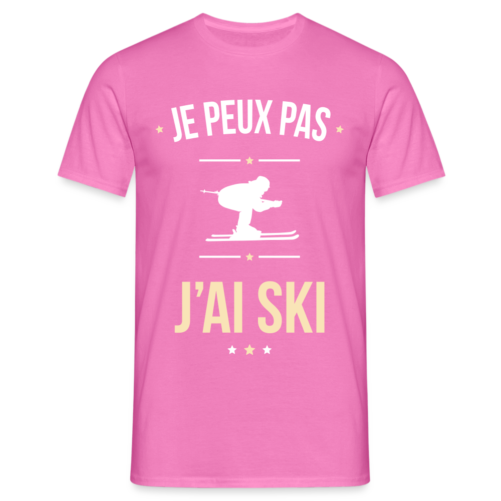 T-shirt Homme - Je peux pas j'ai Ski - rose