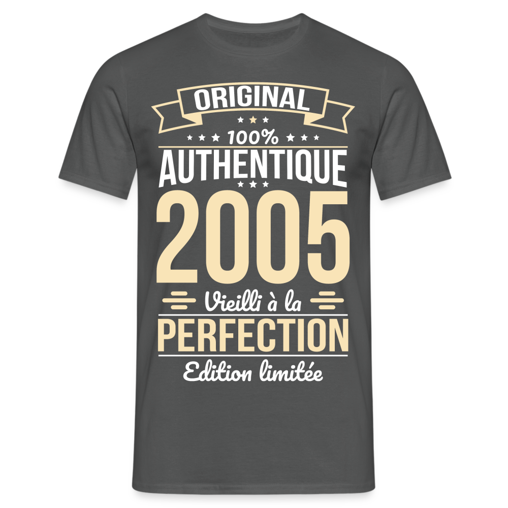 T-shirt Homme - Anniversaire 20 Ans - Original 2005 - charbon