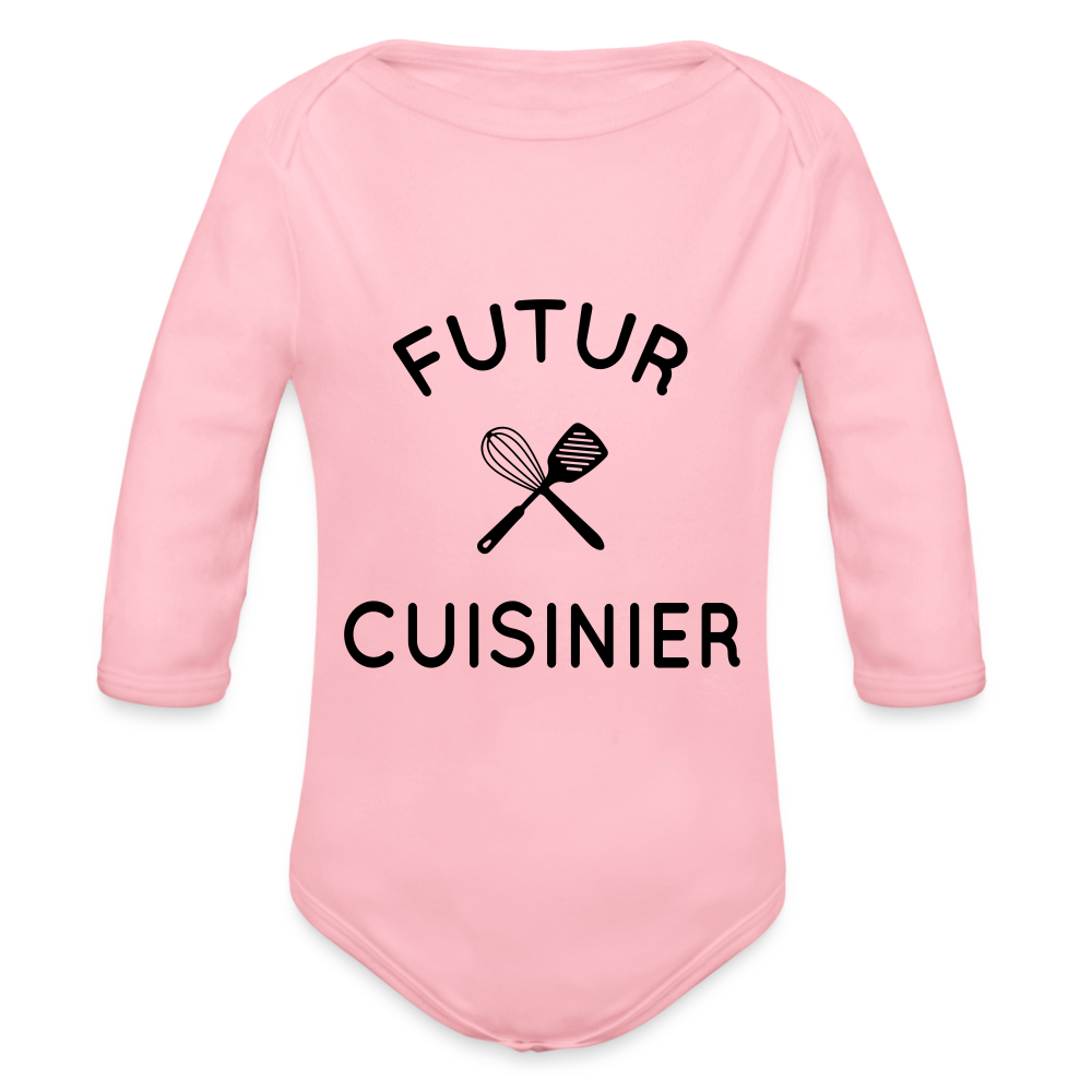 Body Bébé bio manches longues - Futur cuisinier - rose clair