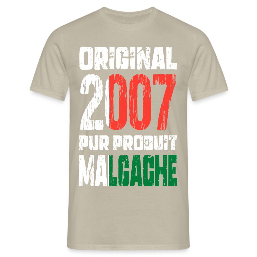 T-shirt Homme - Anniversaire 18 Ans - Original 2007 - Pur produit Malgache - beige sable