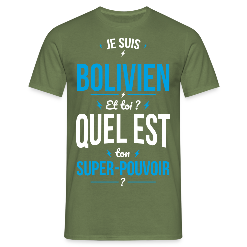 T-shirt Homme - Je suis Bolivien - Super-pouvoir - vert militaire