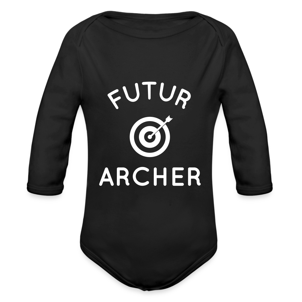 Body Bébé bio manches longues - Futur archer - noir