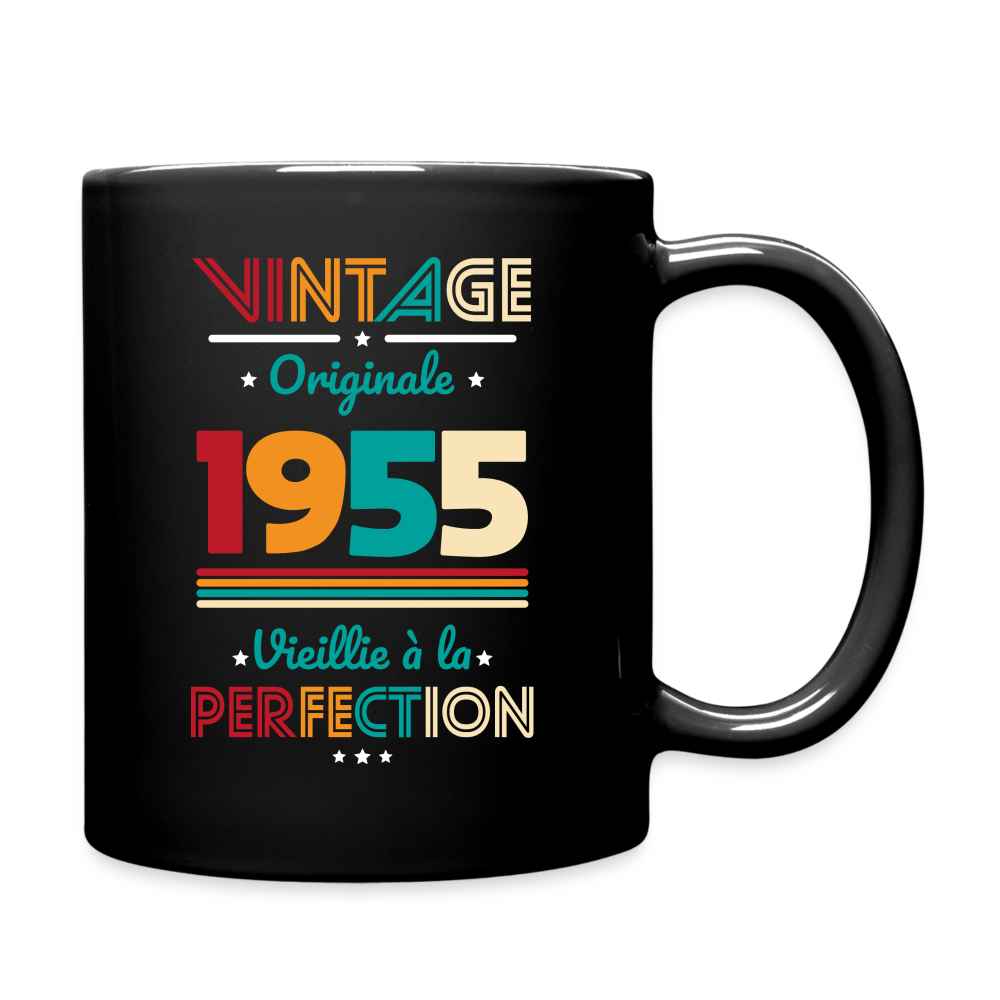 Mug uni - Anniversaire 70 Ans - Vintage Originale 1955 - noir