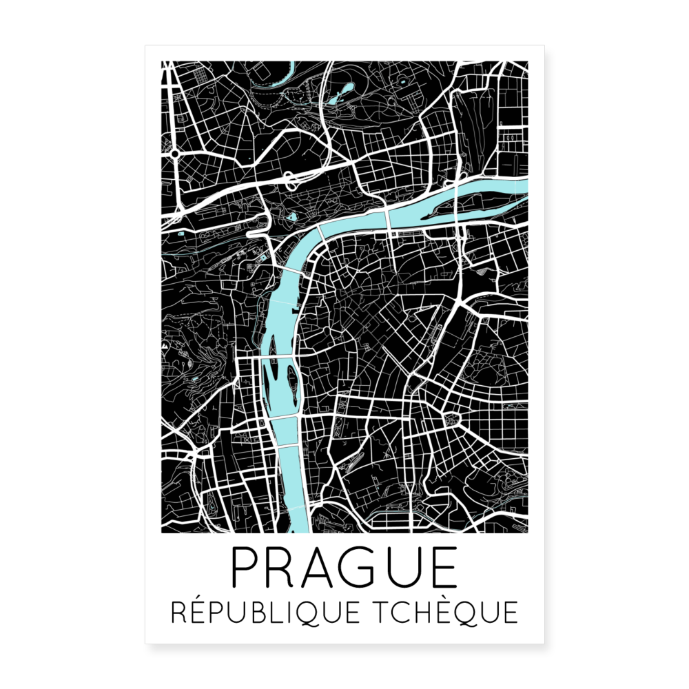 Poster Prague - Plan Prague - 60 x 90 cm - blanc