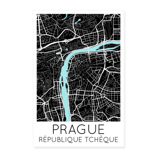 Poster Prague - Plan Prague - 60 x 90 cm - blanc