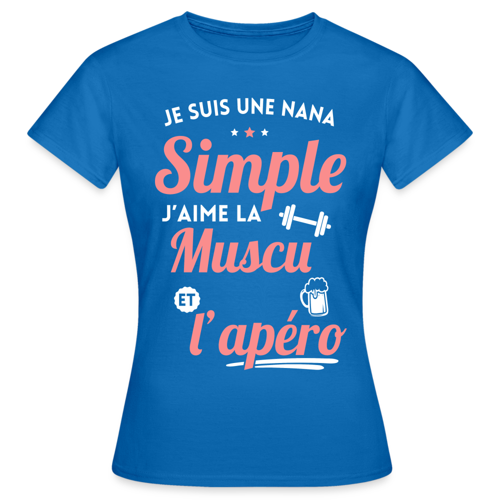 T-shirt Femme - J'aime la muscu et l'apéro - bleu royal