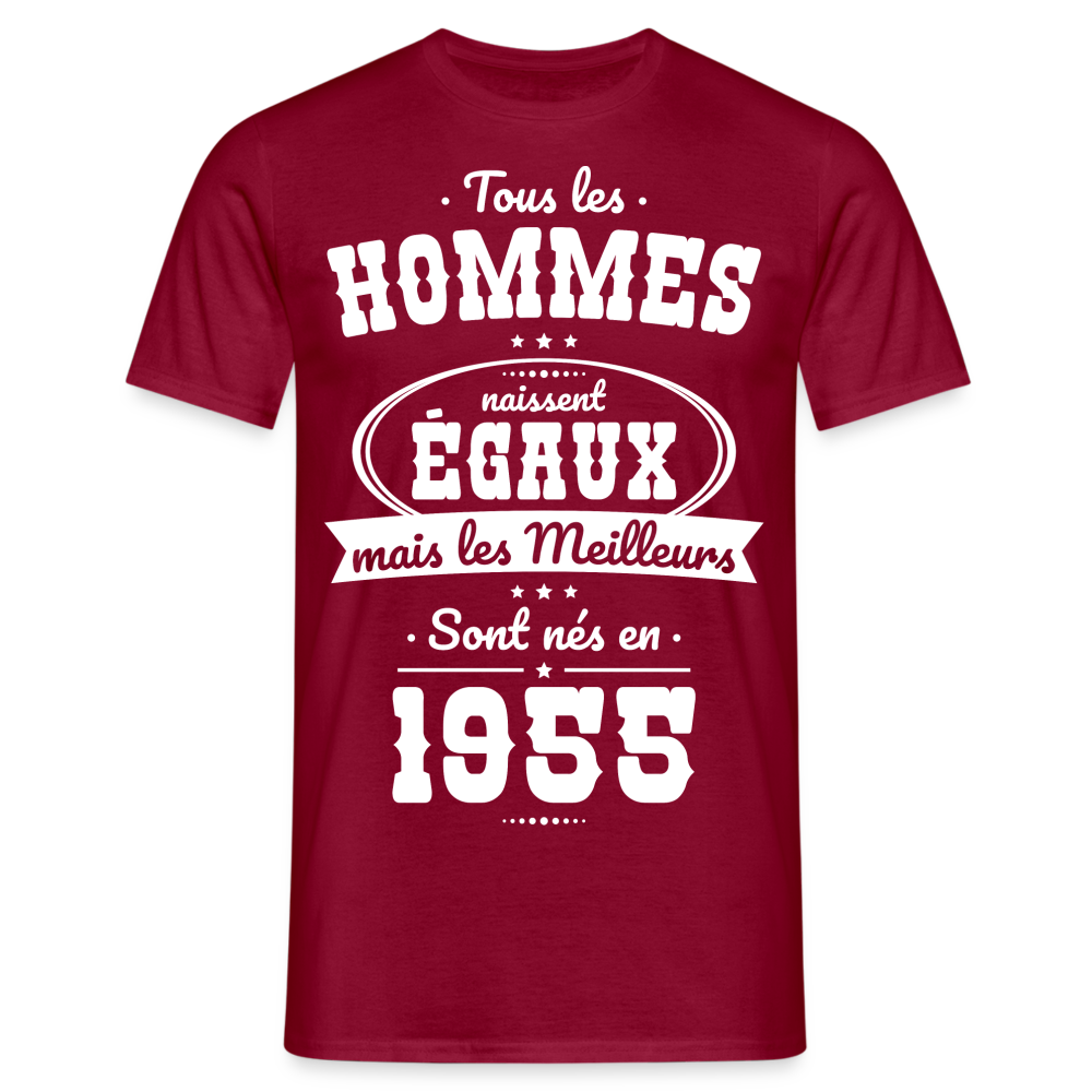 T-shirt Homme - Anniversaire 70 Ans - Les meilleurs sont nés en 1955 - rouge brique