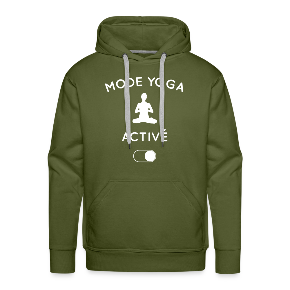 Sweat à capuche Premium Homme - Mode yoga activé - vert olive