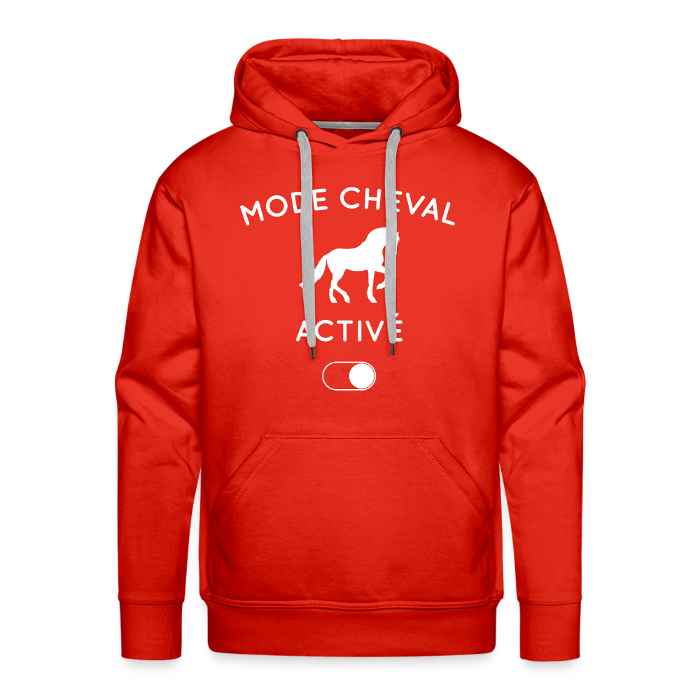 Sweat à capuche Premium Homme - Mode cheval activé - rouge