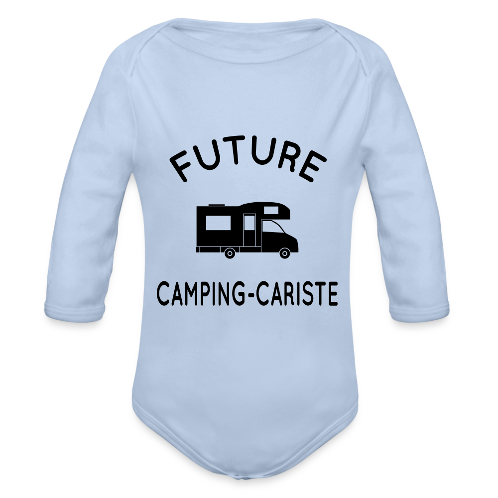 Body Bébé bio manches longues - Future camping-cariste - ciel