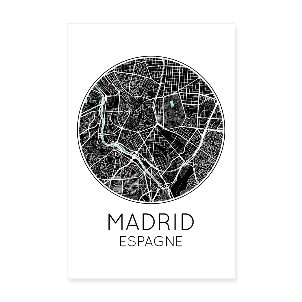 Poster Madrid - Plan Madrid - 20 x 30 cm - blanc