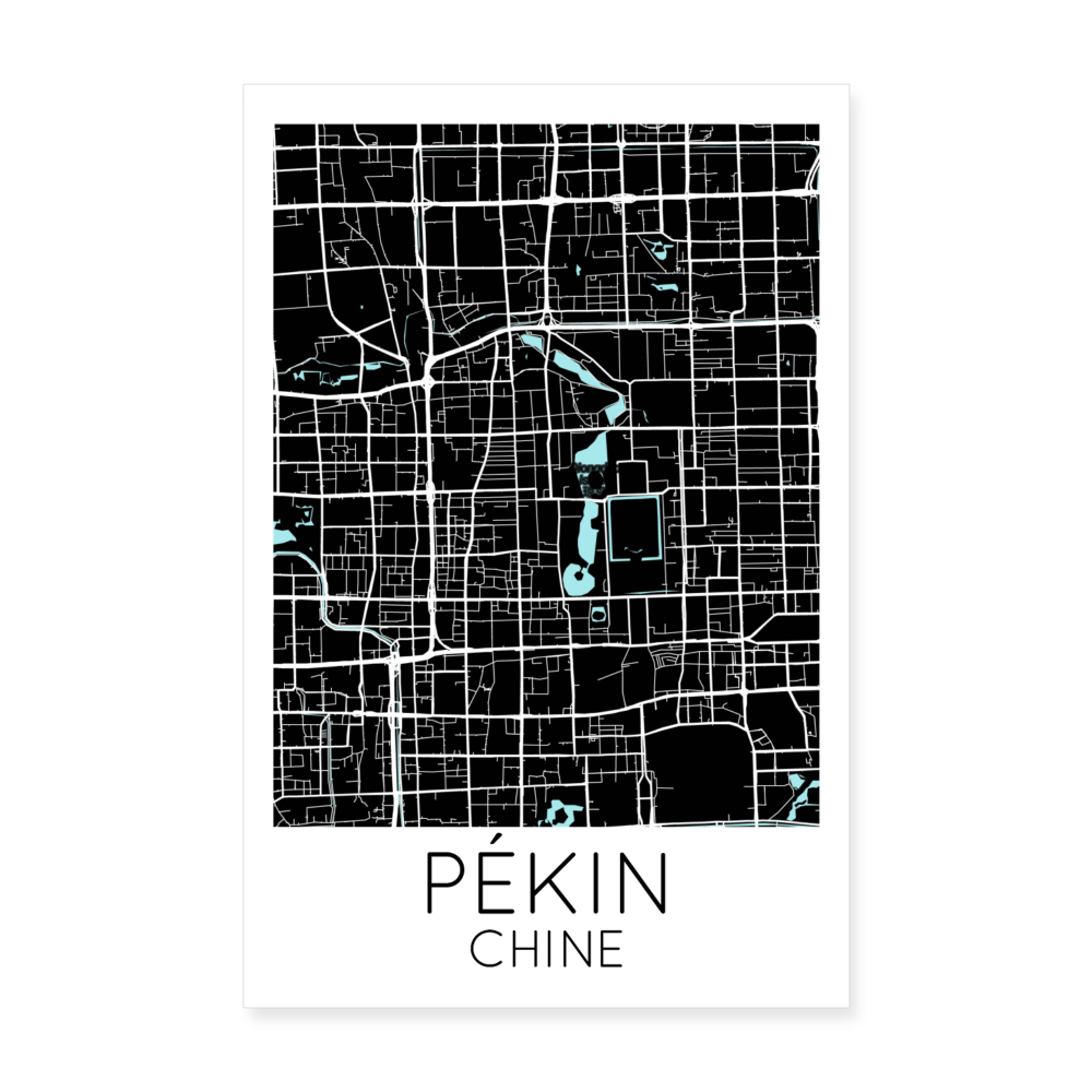 Poster Pékin - Plan Pékin - 20 x 30 cm - blanc