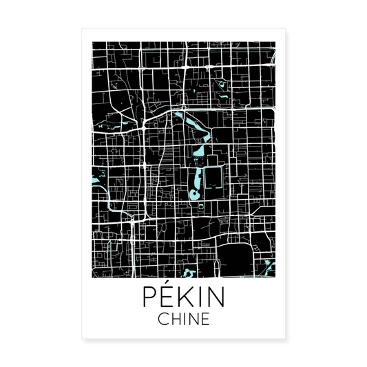 Poster Pékin - Plan Pékin - 20 x 30 cm - blanc