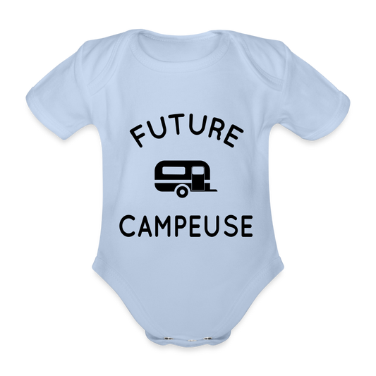 Body Bébé bio manches courtes - Future campeuse - ciel