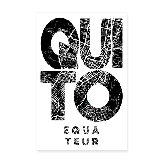 Poster Quito - Plan Quito - 20 x 30 cm - blanc