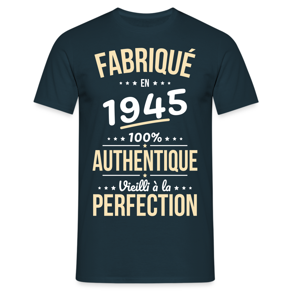 T-shirt Homme - Anniversaire 80 Ans - Fabriqué en 1945 - marine