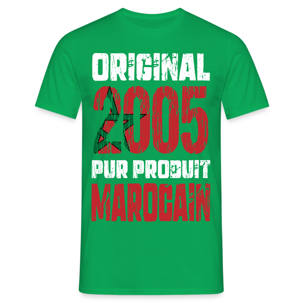 T-shirt Homme - Anniversaire 20 Ans - Original 2005 - Pur produit Marocain - vert